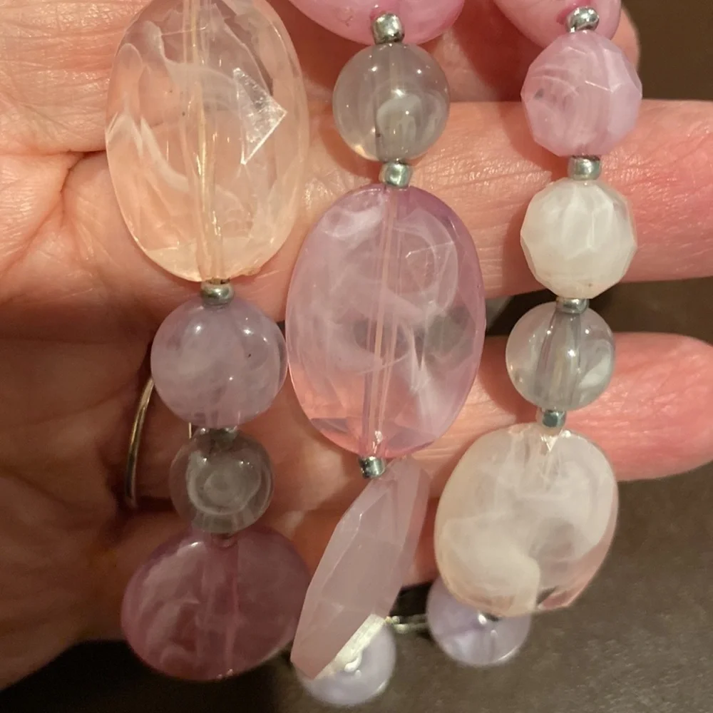 TWO stone and bead stretch bracelets.